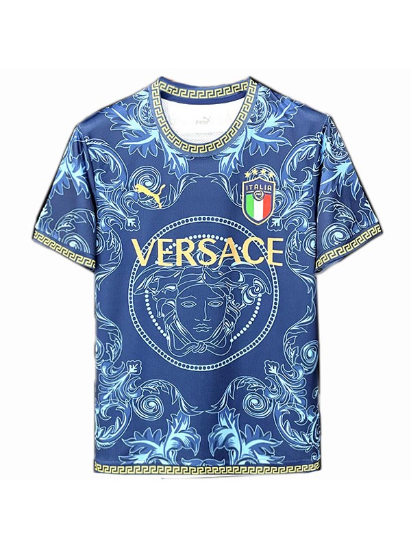 Italy X Versace edition jersey soccer special uniform men's blue football top shirt 2022